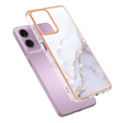 Védő tok Motorola Moto G24 / G24 Power / G04, Marble Slim Case, fehér