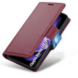 Tok Oppo Reno 13F / Oppo Reno 13FS, ERBORD Glossy Litchi, pénztárca patenttal, piros