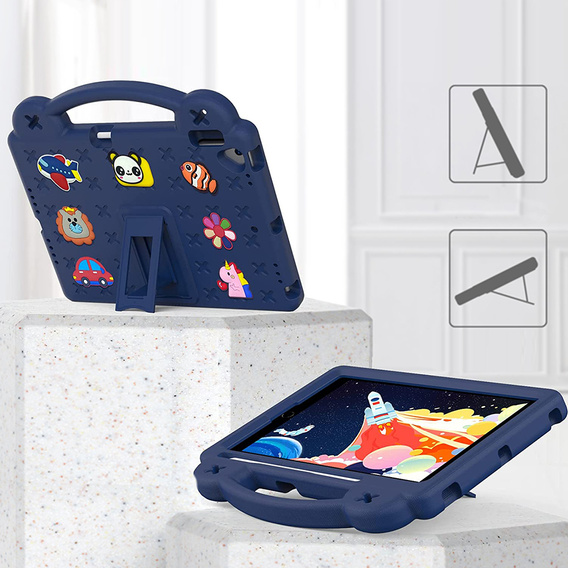 Gyermek tok iPad 10.2" 2021/2020/2019 (9/8/7 gen.) / Air 10.5" 2019 (3 gen.), Cute Patterns, állvánnyal, sötétkék