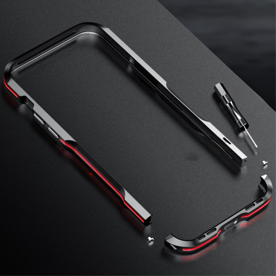 Teletok LUPHIE iPhone 14-hoz, Armor Bumper, fekete / piros