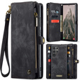 CASEME tok Samsung Galaxy S25 Ultra, Retro Leather Wallet, szíjjal, fekete