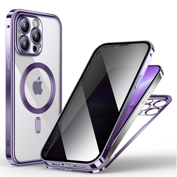Tok iPhone 13 Pro Max készülékhez, Privacy Dual Glass, MagSafe-hoz, lila