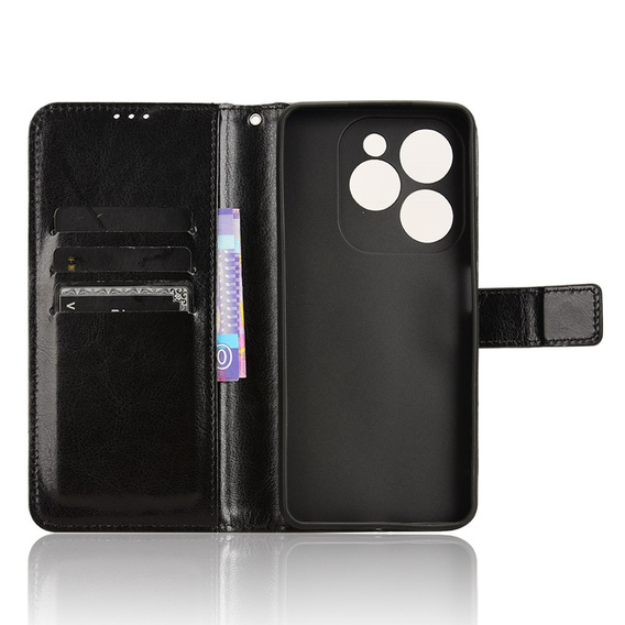 Pattintható tok a Infinix Hot 40i, Crazy Horse Wallet, fekete
