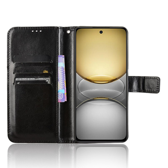 Pattintható tok a Realme 14X / Realme C75, Crazy Horse Wallet, fekete