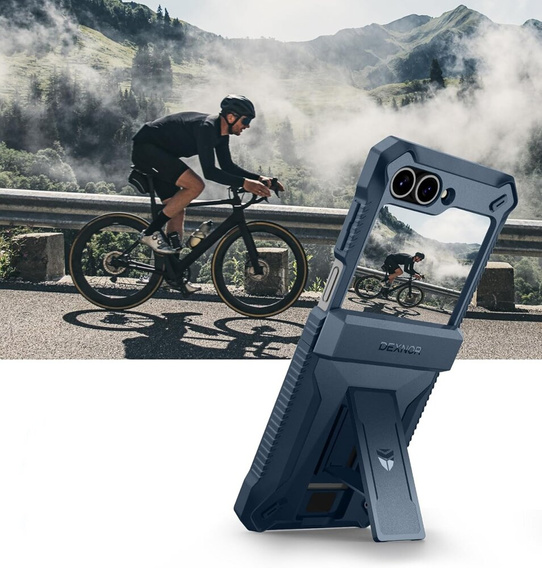 Páncélozott tok Samsung Galaxy Z Flip7 FE / Z Flip6 készülékhez, Dexnor Clip Holder, sötétkék