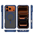 Matt tok iPhone 17 Pro Max készülékhez, páncélozott, MagSafe-hoz, füstös, kék oldallal