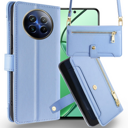Pattintható tok a Realme 12, Wallet Zipper Pocket, kék