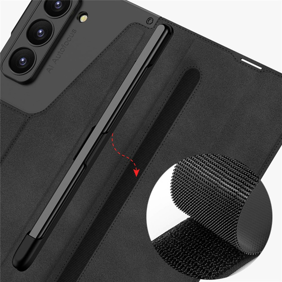 Tárca tok fekete tok patenttal Samsung Galaxy Z Fold 7 5G számára