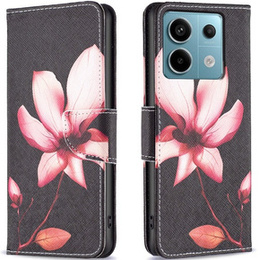 Pattintható tok a Xiaomi Redmi Note 13 Pro 5G, Wallet, Lotus fekete