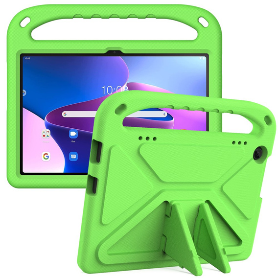 Gyermek tok Lenovo Tab M10 10.1 Gen 3, gyermek tok fogantyúval, zöld