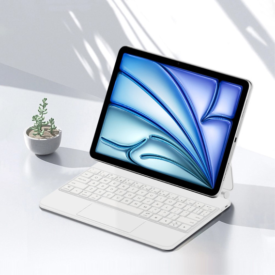 Billentyűzet tok iPad Air 11" 2024, Magnetic Keyboard Touchpad, fehér