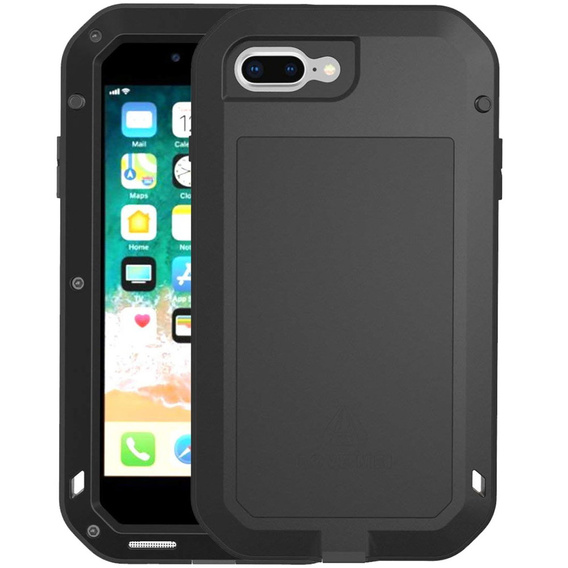 Love Mei Telefontok a iPhone 8 Plus / 7 Plus, armored with glass, fekete