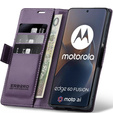 Tok Motorola Edge 60 / 60 Fusion, ERBORD Glossy Litchi, pénztárca patenttal, lila