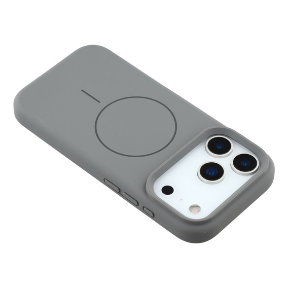 Szilikon tok iPhone 17 Pro Max készülékhez, MagSafe, ütésgátló, szürke