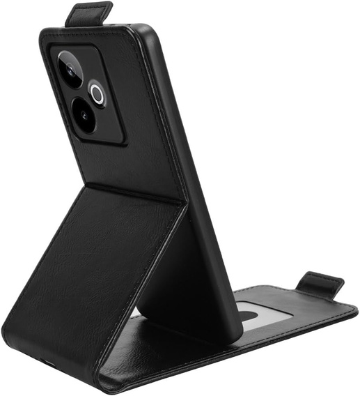 Pattintható tok a Realme GT 7 / 7T, Flip, fekete