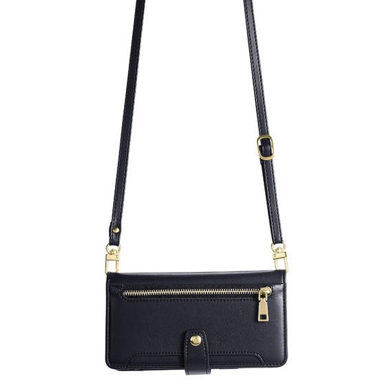 Pattintható tok a Oppo A78 4G, Wallet Zipper Pocket, fekete