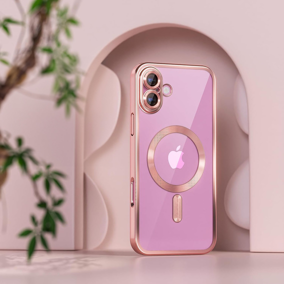 Tok iPhone 16-hoz, Electro MagSafe, rózsaszín + üveg a képernyőhöz