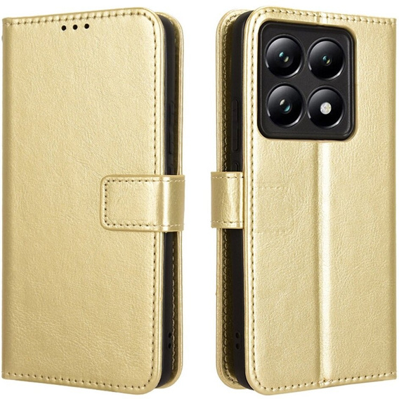 Pattintható tok a Xiaomi 14T Pro, Crazy Horse Wallet, arany