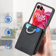 Tok Motorola Razr 50 Ultra, Card Slot Ring Case, fekete