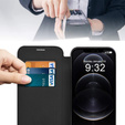 Pattintható tok a iPhone 12 Pro Max, RFID Wallet MagSafe CamShield, fekete