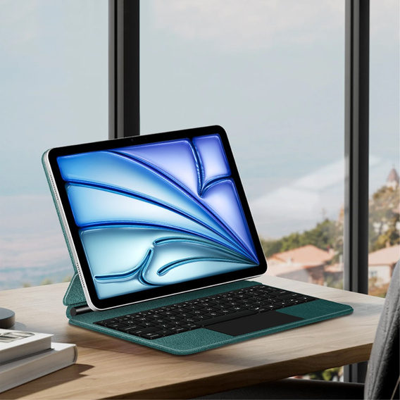 Billentyűzet tok iPad Air 11" 2024, Magnetic Keyboard Touchpad, zöld