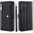 Pattintható tok a Samsung Galaxy A16, Wallet Zipper Pocket, fekete