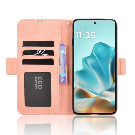 Pattintható tok a Motorola Edge 60 / 60 Fusion, Card Slot, rózsaszín