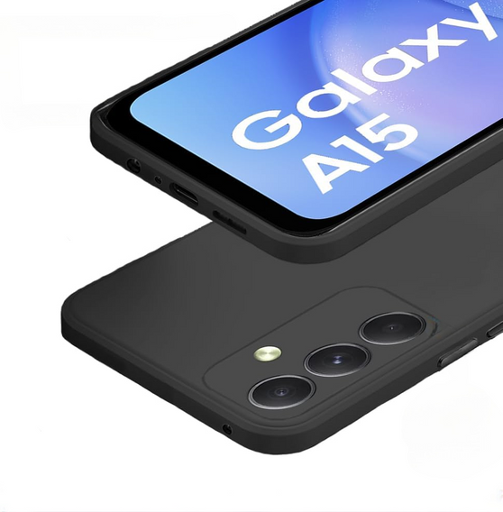 A tok Samsung Galaxy A15, Silicone Lite, fekete + 9H üveg