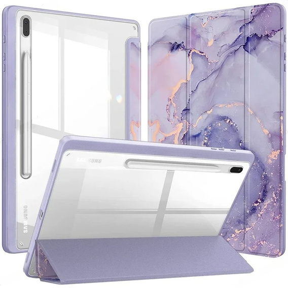 Tok Samsung Galaxy Tab S10 FE+ Plus, Smartcase Hybrid, tolltartó résszel, Marble lila