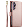 Pattintható tok a Samsung Galaxy S25+ Plus, Wallet Zipper Pocket, rózsaszín