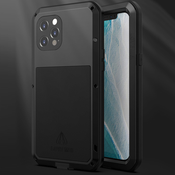 Love Mei Telefontok a iPhone 12 Pro Max, armored with glass, fekete