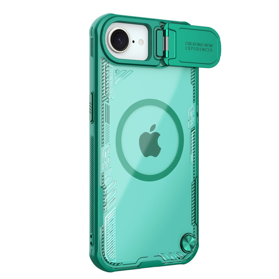 Tok iPhone 16e, páncélozott Nillkin, Icelade Prop, Magsafe, zöld