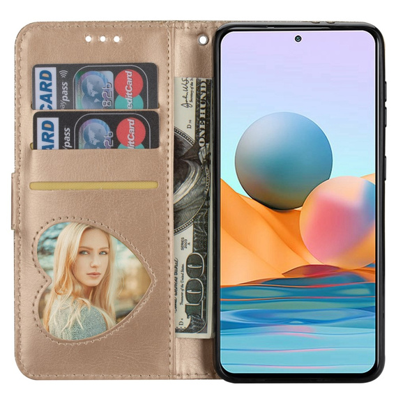 Pattintható tok a Samsung Galaxy A55, Wallet Zipper Pocket Glittery, arany