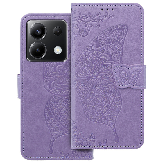 Pattintható tok a Xiaomi Poco X6 5G, Butterfly, lila