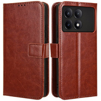 Pattintható tok a Xiaomi Poco F6 Pro, Crazy Horse Wallet, barna