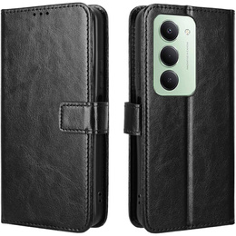 Pántos tok Xiaomi Redmi 15 5G / 4G, texturált Crazy Horse, fekete