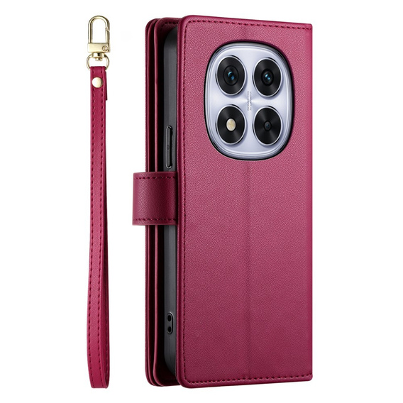 Pattintható tok a Xiaomi Redmi Note 14 Pro 5G / Poco X7 5G, Wallet Zipper Pocket, piros