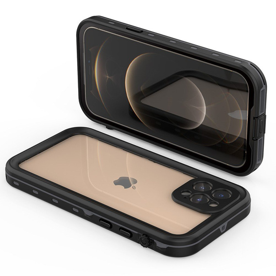 IP68 vízálló tok a iPhone 12 Pro, Redpepper, fekete