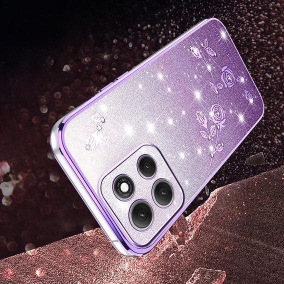 Tok Motorola Moto G86 5G, Glitter Flower, lila
