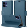 Tok Oppo Reno 13, ERBORD Glossy Litchi, pénztárca patenttal, kék