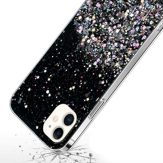 Telefontok a iPhone 12/12 Pro, Glittery, fekete
