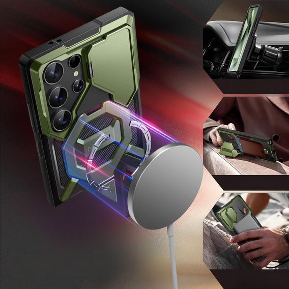 Tongate MECH MagSafe Series zöld tok Samsung Galaxy S24 Ultra készülékekhez