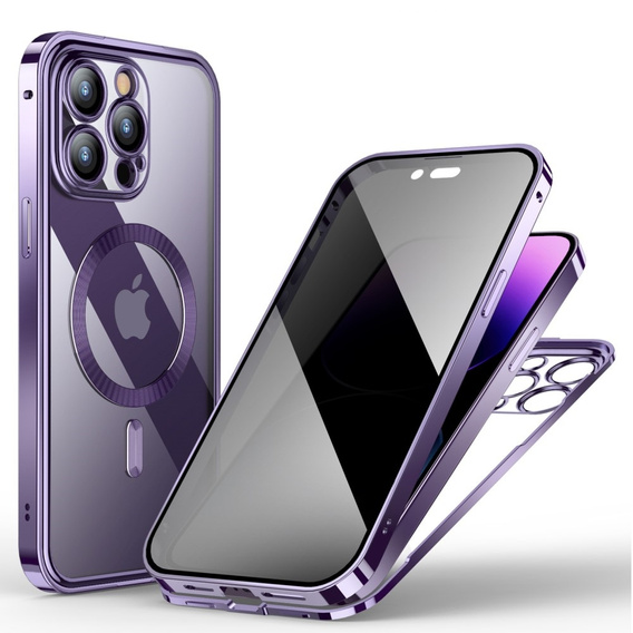 Tok iPhone 14 Pro Max készülékhez, Privacy Dual Glass, MagSafe-hoz, lila