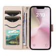 Flap tok iPhone 16E, Rhombus Crossbody Leather, bézs színű