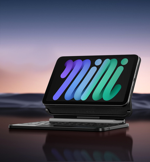 Billentyűzet tok iPad mini 8,3" 2021 (6. generáció) / iPad mini 8,3" 2024 (7. generáció) készülékekhez, Dexnor mágneses billentyűzet érintőpad, fekete