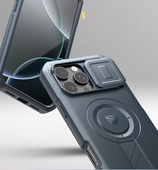 Páncélozott tok iPhone 16 Pro Max készülékhez, Dexnor CamProtect MagSafe, kék (Két keret)