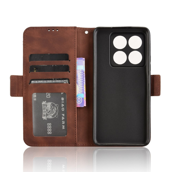 Pattintható tok a Xiaomi 14T Pro, Card Slot, barna