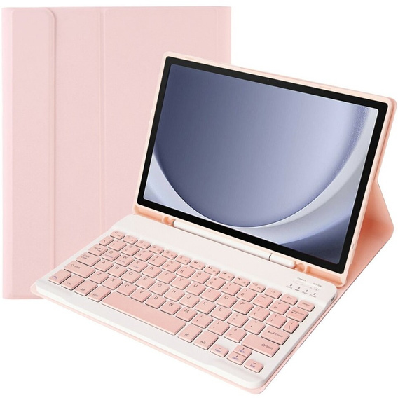 Tok + billentyűzet Samsung Galaxy Tab A9, Leather Pen Slot, rózsaszín rose gold