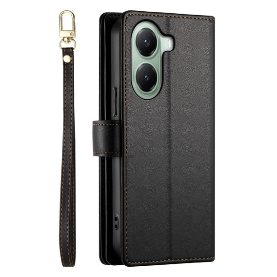 Pattintható tok a Xiaomi Poco X7 Pro 5G, Wallet Zipper Pocket, fekete