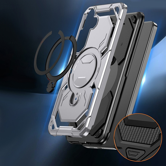 Mágneses tok állvánnyal Samsung Galaxy A57 5G készülékhez, ezüst